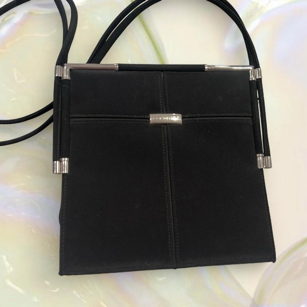 Chic Vintage 90s Black Women's Bag with Real Silver Detailing